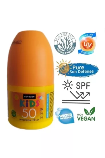 Sence Bebekler ve Çocuklar için 50 Faktör Anında Yüksek Korumalı Vegan Güneş Kremi Roll-On 50 ml