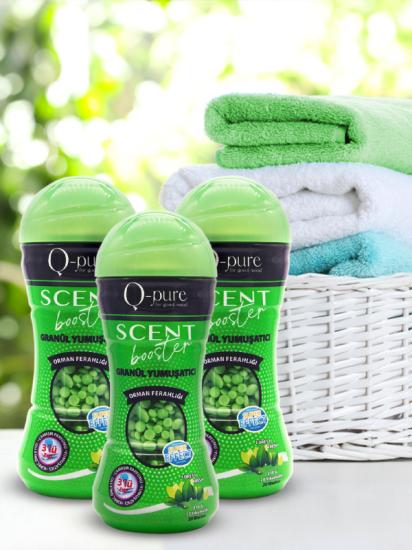 Q-Pure Organik Granül Çamaşır Yumuşatıcı & Çamaşır Parfümü Orman Ferahlığı 210 gr X 3’lü
